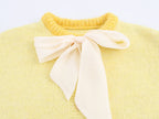 Women Clothing Fall round Neck Long Sleeve Bowknot Decorative Knitwear Coat Bella Mia