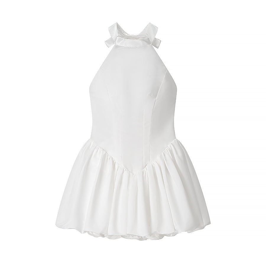 Women Clothing Elegant Fitted Waist Bowknot Lace up Pettiskirt Dress Bella Mia