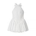 Women Clothing Elegant Fitted Waist Bowknot Lace up Pettiskirt Dress Bella Mia