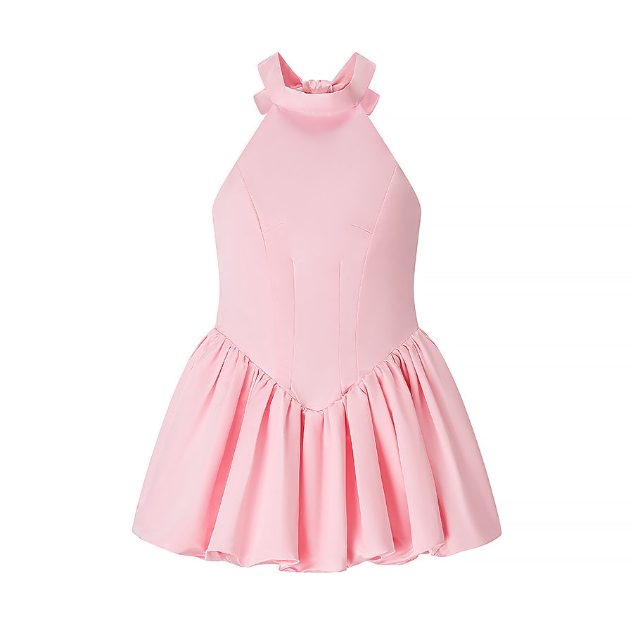 Women Clothing Elegant Fitted Waist Bowknot Lace up Pettiskirt Dress Bella Mia