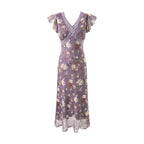 Summer Elegant Romantic Flying Sleeve Lace V neck Patchwork Long Floral Slim Fitting Dress Bella Mia