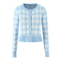 French Girlish Milk Fufu Fresh Plaid Short Knitted Cardigan Sweater Coat Bella Mia