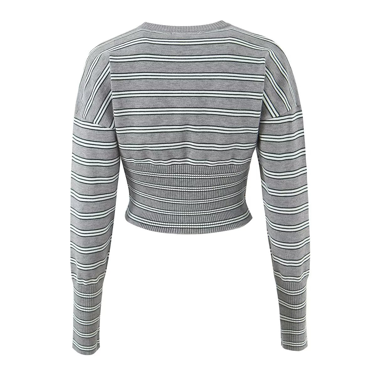 Fall Striped Sweater Top Sexy Slim Slimming Single Breasted Cardigan Coat for Women Bella Mia