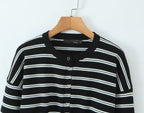 Fall Striped Sweater Top Sexy Slim Slimming Single Breasted Cardigan Coat for Women Bella Mia