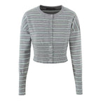 Fall Striped Sweater Top Sexy Slim Slimming Single Breasted Cardigan Coat for Women Bella Mia