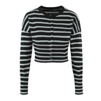 Fall Striped Sweater Top Sexy Slim Slimming Single Breasted Cardigan Coat for Women Bella Mia