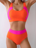 Women Swimsuit Split Sports Vest Contrast Color Swimsuit Bella Mia