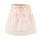 Women Lace Flying Sleeve Top Stitching High Waist Elastic Waist Skirt Sets Bella Mia