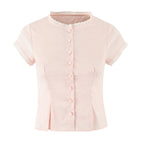 Women Lace Flying Sleeve Top Stitching High Waist Elastic Waist Skirt Sets Bella Mia