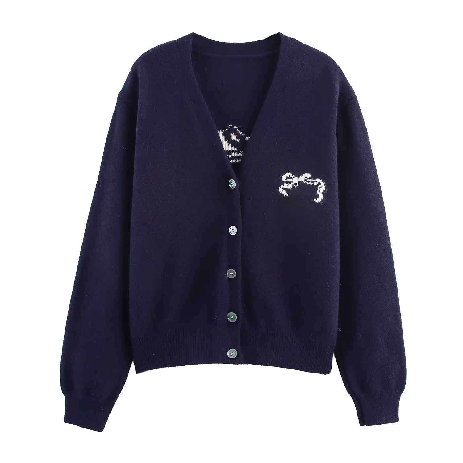 Autumn Women Casual All Match Loose Bow Ribbon Jacquard Sweater Bella Mia