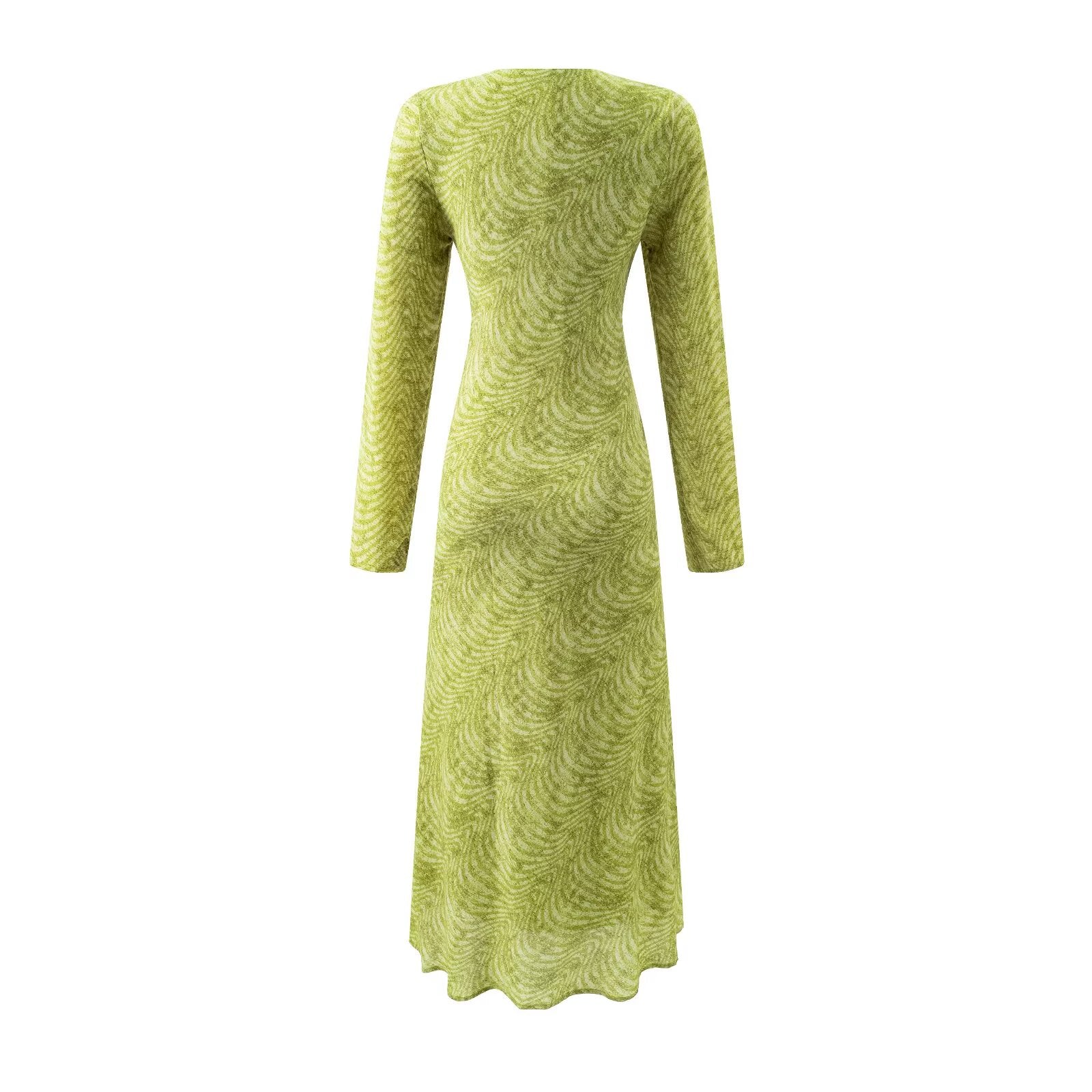 Summer Wind Women Long Sleeve V neck Printed Dress