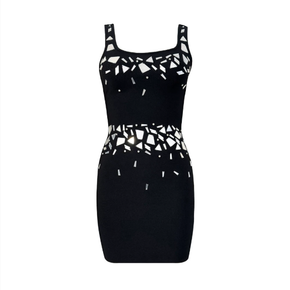 Sexy Sleeveless Lens Diamond Short Evening Dress Party Gathering Stretch Bandage One Piece Dress Bella Mia