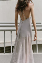 Women Wear Metal Color Thread Midi Dress Sling Dress Bella Mia
