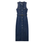 Women Wear Wild with Belt Denim Dress Bella Mia