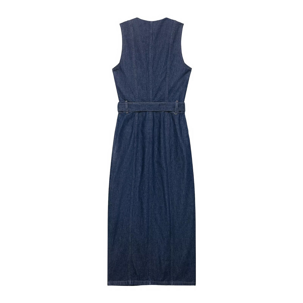 Women Wear Wild with Belt Denim Dress Bella Mia