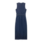 Women Wear Wild with Belt Denim Dress Bella Mia