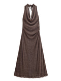 Women Clothing Autumn Backless Metallic Dress Bella Mia
