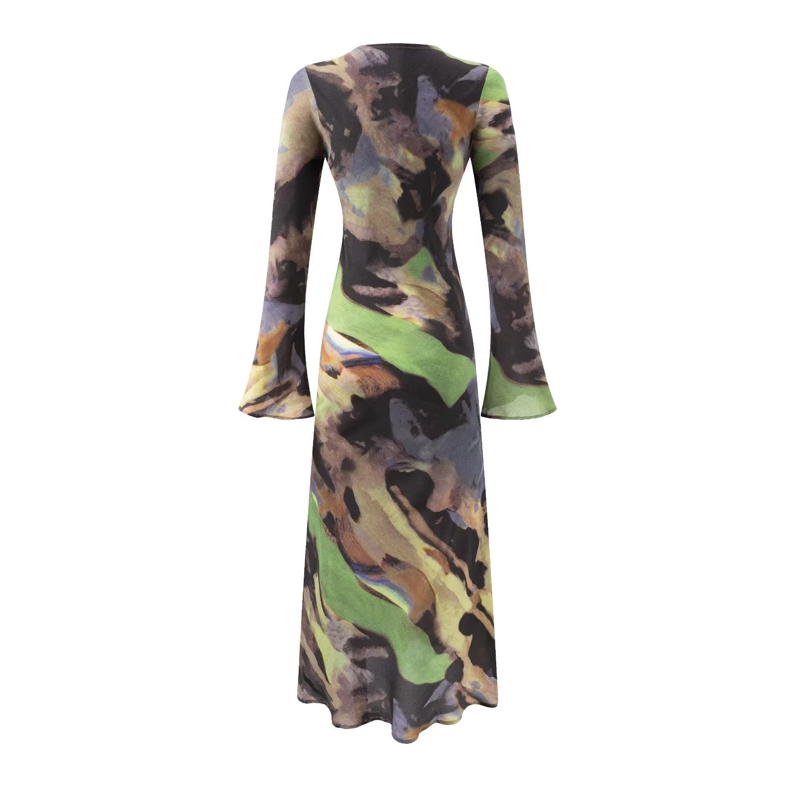 Vacation Casual round Neck Flared Sleeves Printed Dress Women Bella Mia