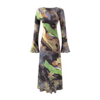 Vacation Casual round Neck Flared Sleeves Printed Dress Women Bella Mia