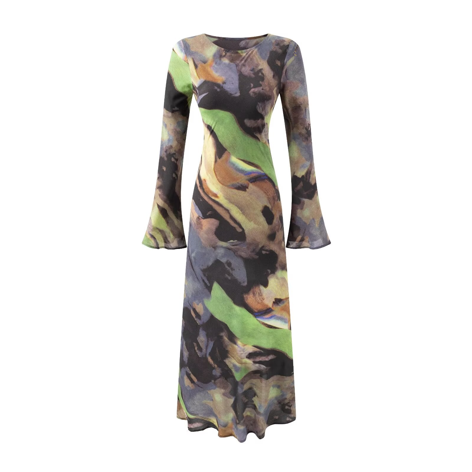 Vacation Casual round Neck Flared Sleeves Printed Dress Women Bella Mia