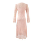Sweet Jacquard Grid Chic Long Sleeve Dress Autumn Elegant Slim Midi Dress Bella Mia