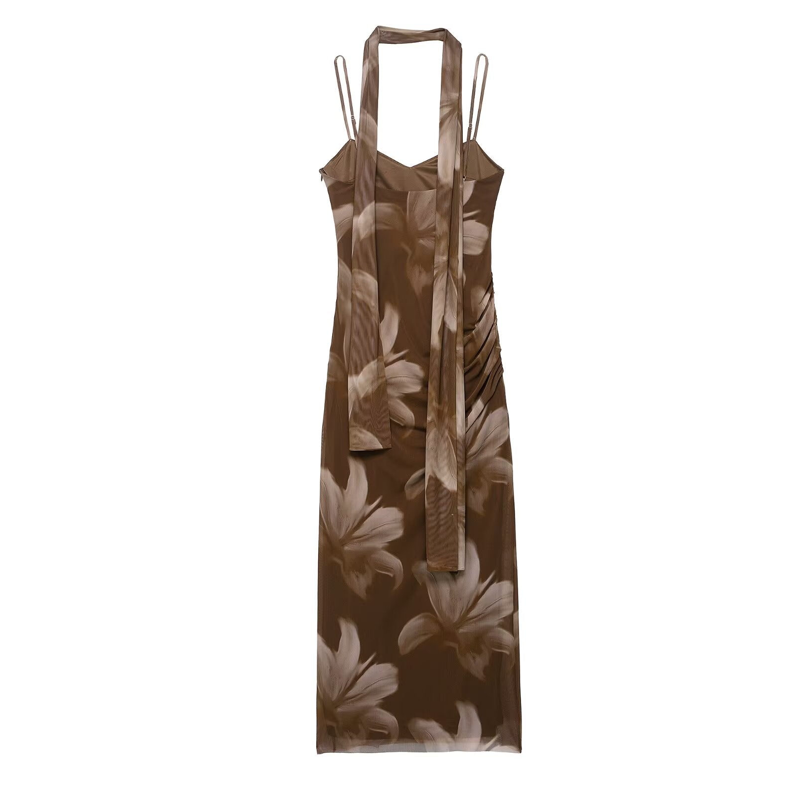 Women Clothing Printed Slim Figure Flattering Side Slit Dress Bella Mia