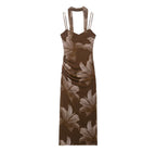 Women Clothing Printed Slim Figure Flattering Side Slit Dress Bella Mia