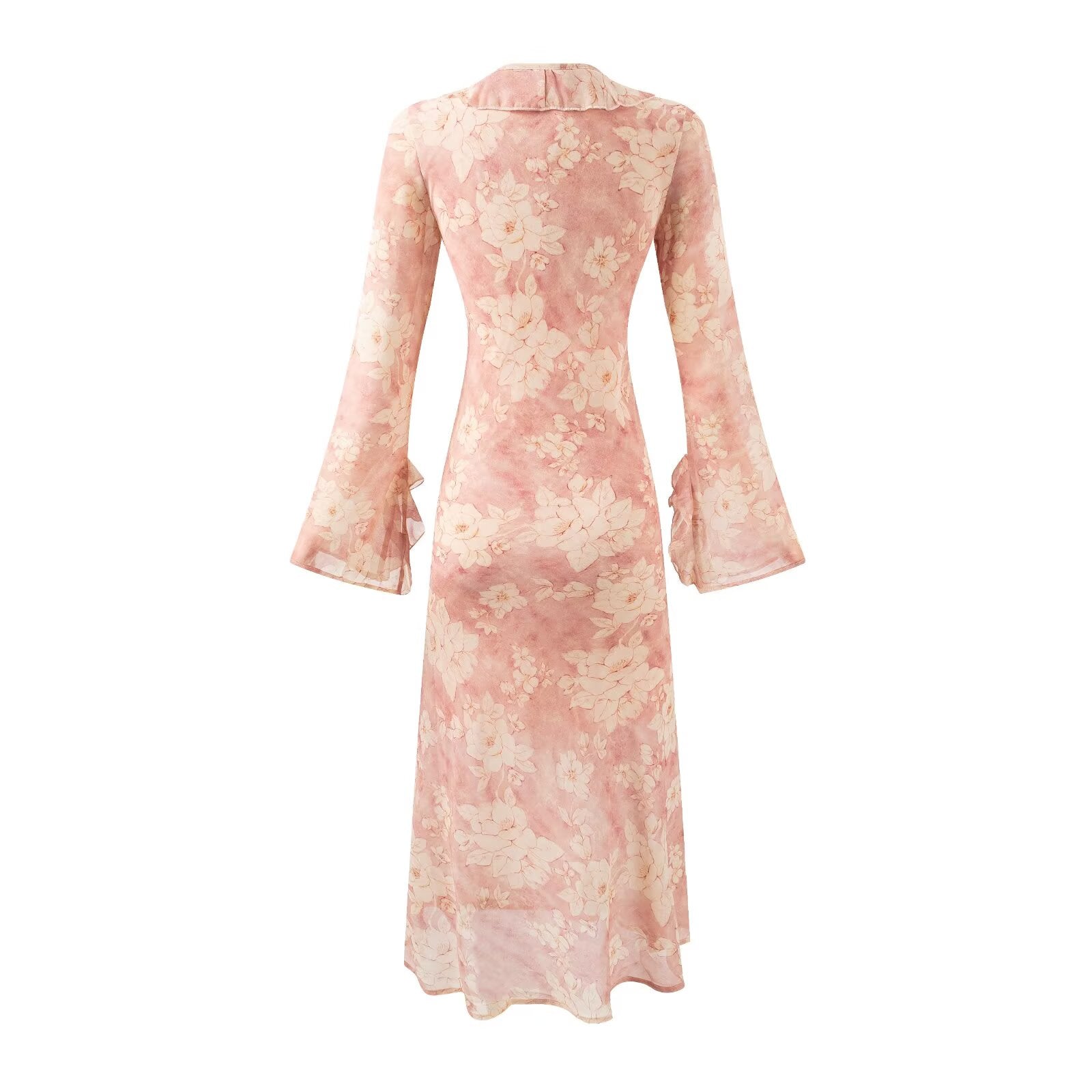 Women Bell Sleeve Mid Length Long Sleeve Printed Dress Bella Mia