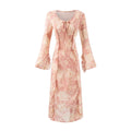 Women Bell Sleeve Mid Length Long Sleeve Printed Dress Bella Mia