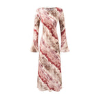 Vintage Printed Chic Flared Long Sleeve Vacation Dress round Neck Maxi Dress Bella Mia
