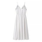 Women Clothing Fall Vacation Embroidered Strap Mid Length Dress Bella Mia