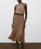 Dress Polka Dot Belt Midi Skirt Elegant Women Clothing Bella Mia