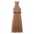 Dress Polka Dot Belt Midi Skirt Elegant Women Clothing Bella Mia