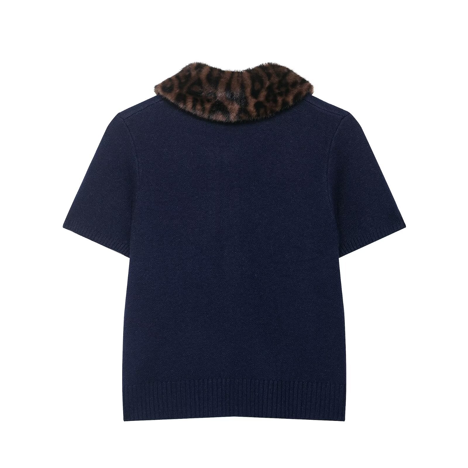 Women Animal Print Neckline Knitted Coat Bella Mia