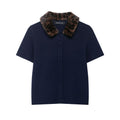 Women Animal Print Neckline Knitted Coat Bella Mia