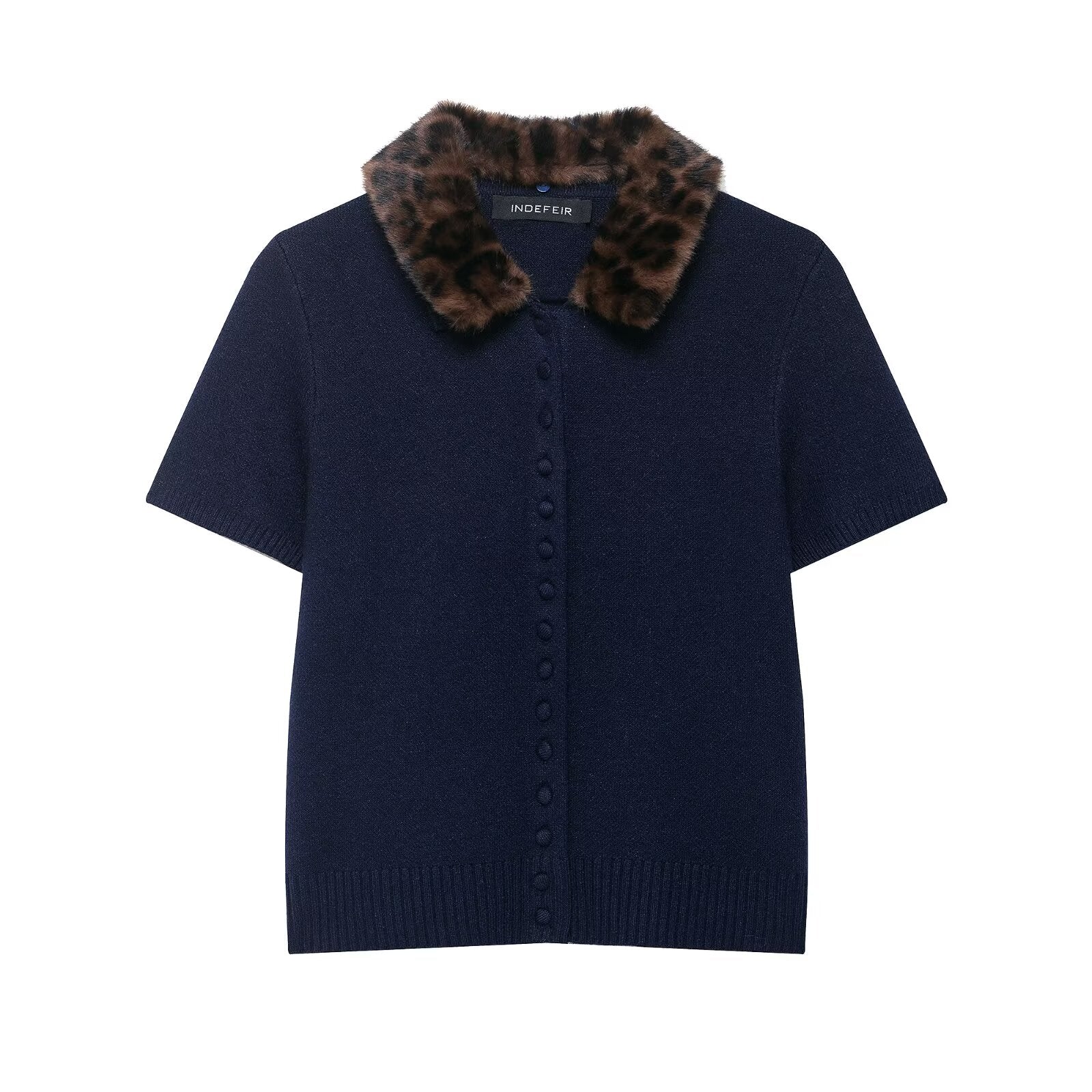 Women Animal Print Neckline Knitted Coat Bella Mia