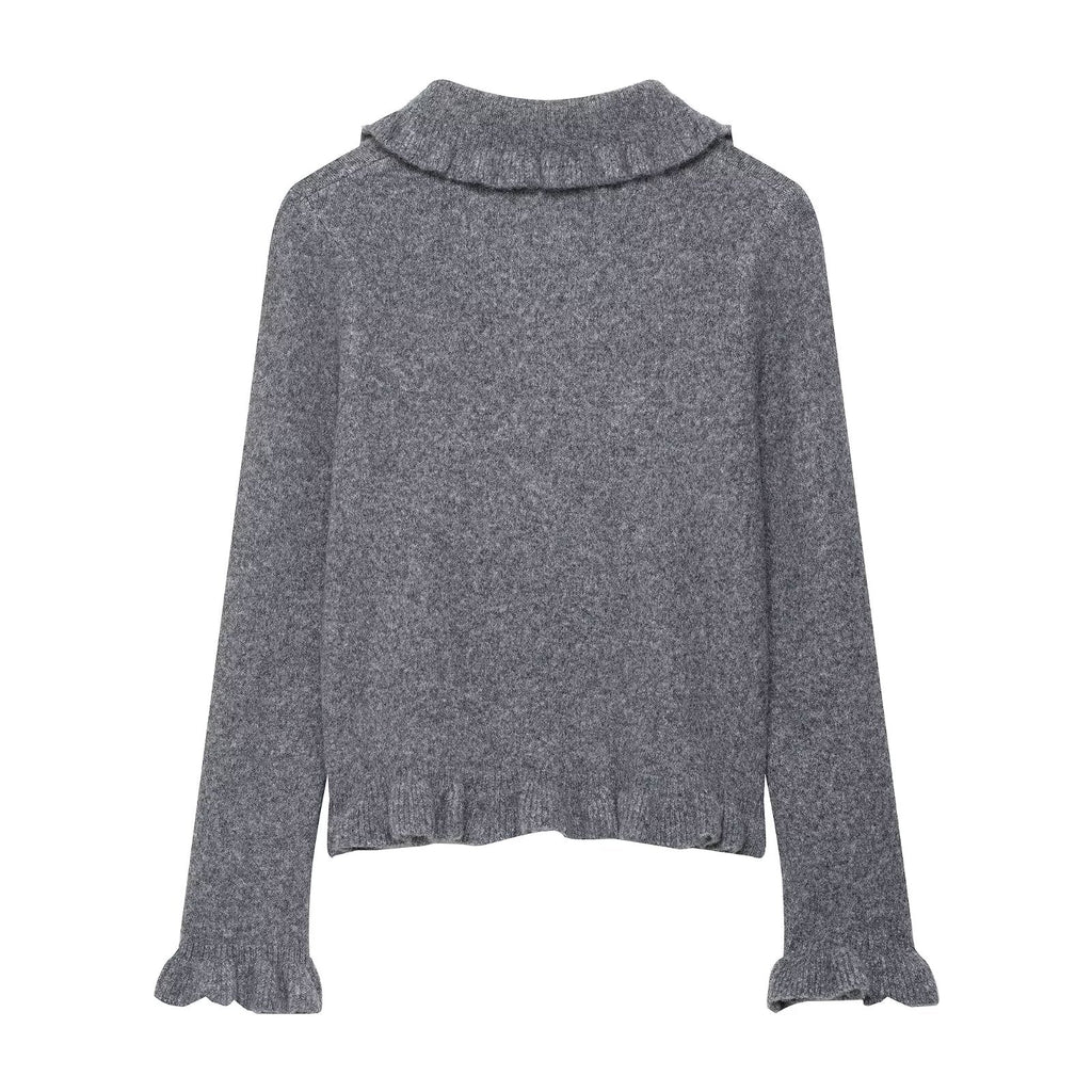 Early Autumn Women Clothing Commuting Solid Color Laminated Decoration Knitwear Coat Bella Mia