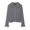 Early Autumn Women Clothing Commuting Solid Color Laminated Decoration Knitwear Coat Bella Mia