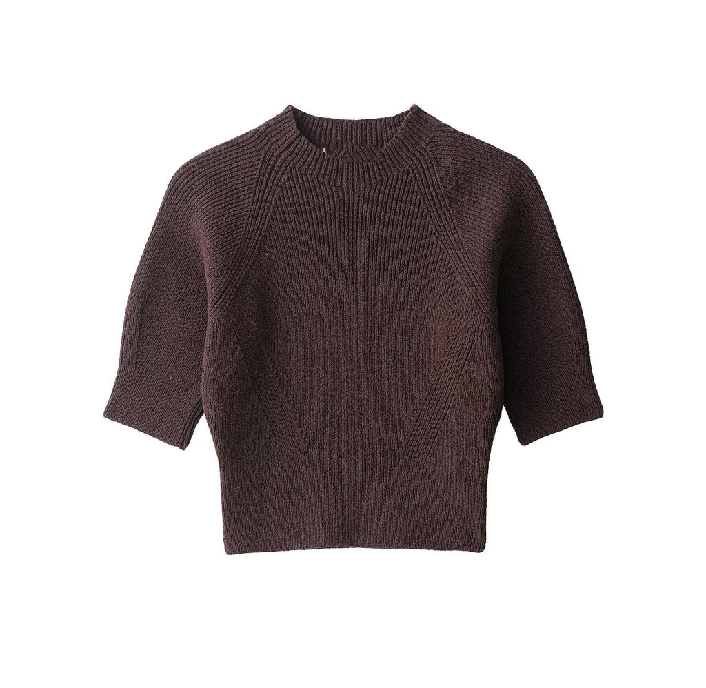 Elegant Women Clothing Short Sleeve Rib Sweater Bella Mia