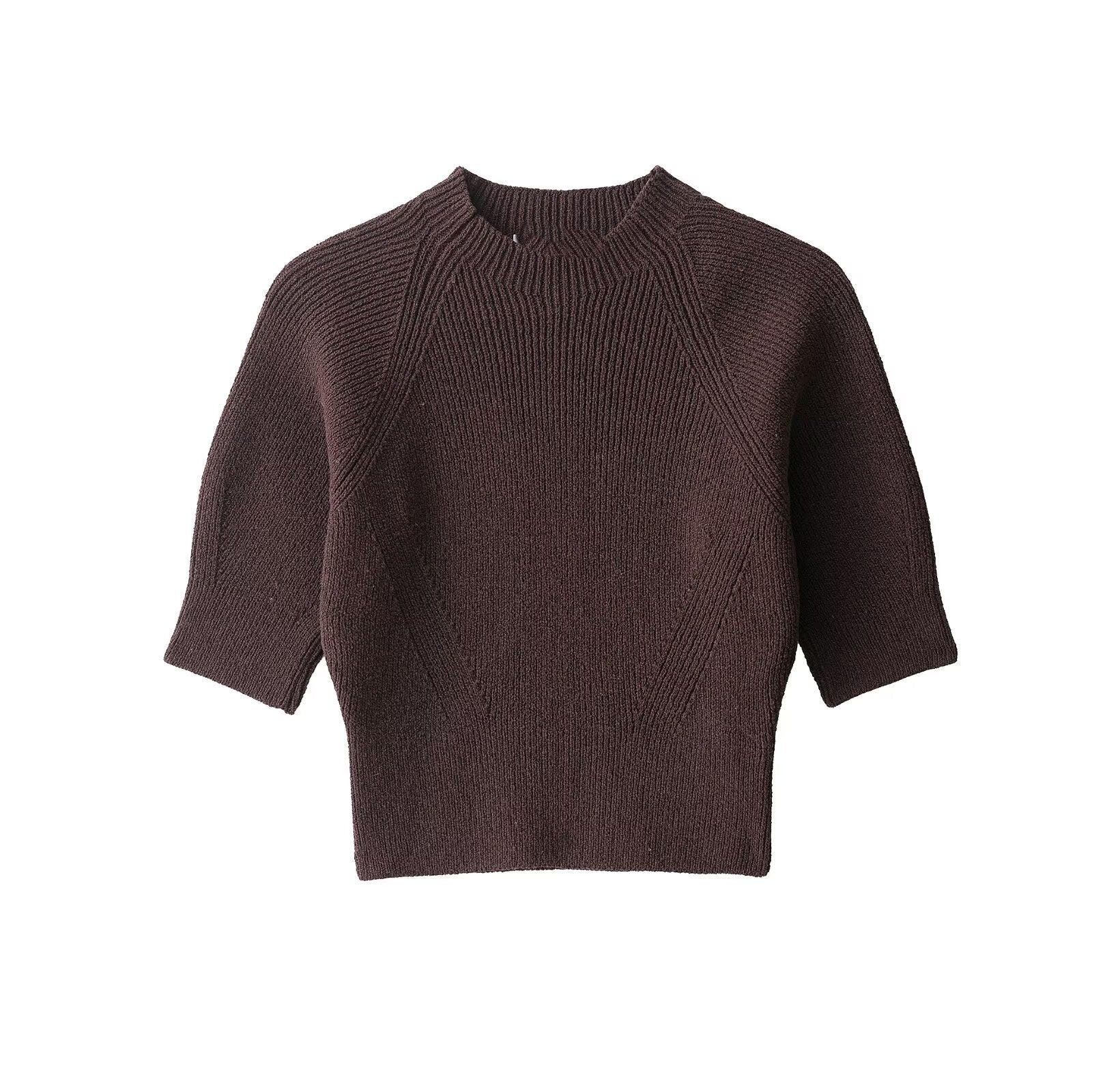 Elegant Women Clothing Short Sleeve Rib Sweater Bella Mia