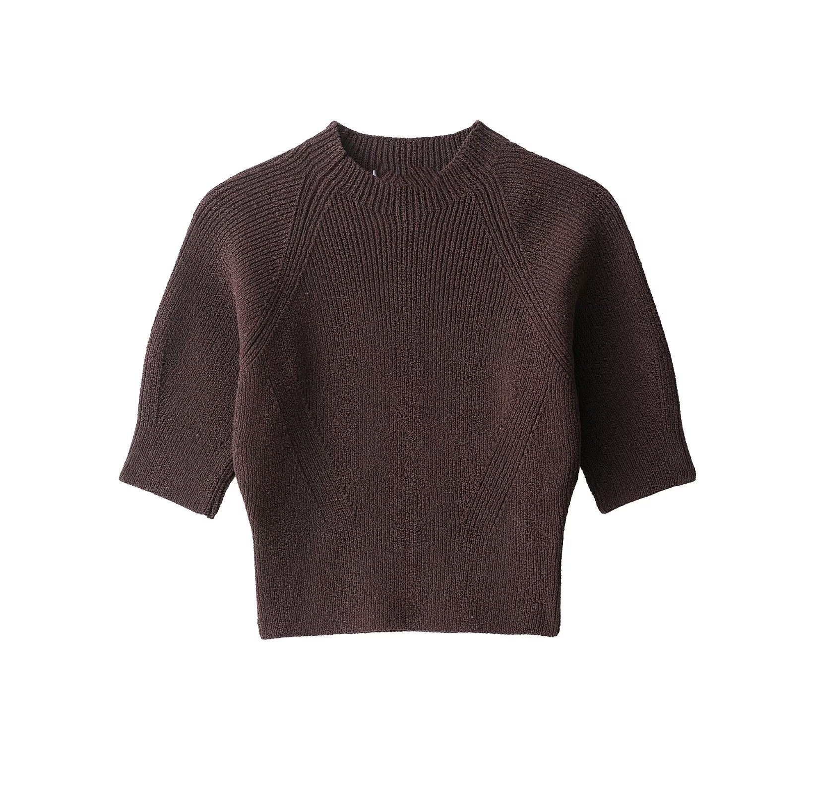 Elegant Women Clothing Short Sleeve Rib Sweater Bella Mia