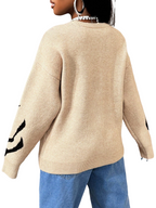 Women High Elastic Loose Long Sleeve Letters Pullover Knitted Sweater Bella Mia
