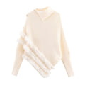 Irregular Asymmetric Turtleneck Long Sleeved Sweater Women Winter Furry Stitching Loose Sweater Top Bella Mia
