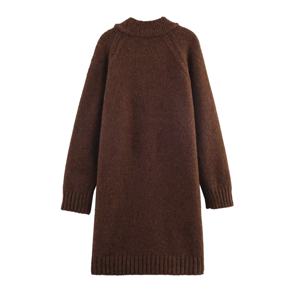 Advanced Retro Lazy V neck Sweater Coat Women Autumn Winter Loose Mid Length Soft Glutinous Knitted Cardigan Bella Mia