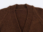 Advanced Retro Lazy V neck Sweater Coat Women Autumn Winter Loose Mid Length Soft Glutinous Knitted Cardigan Bella Mia