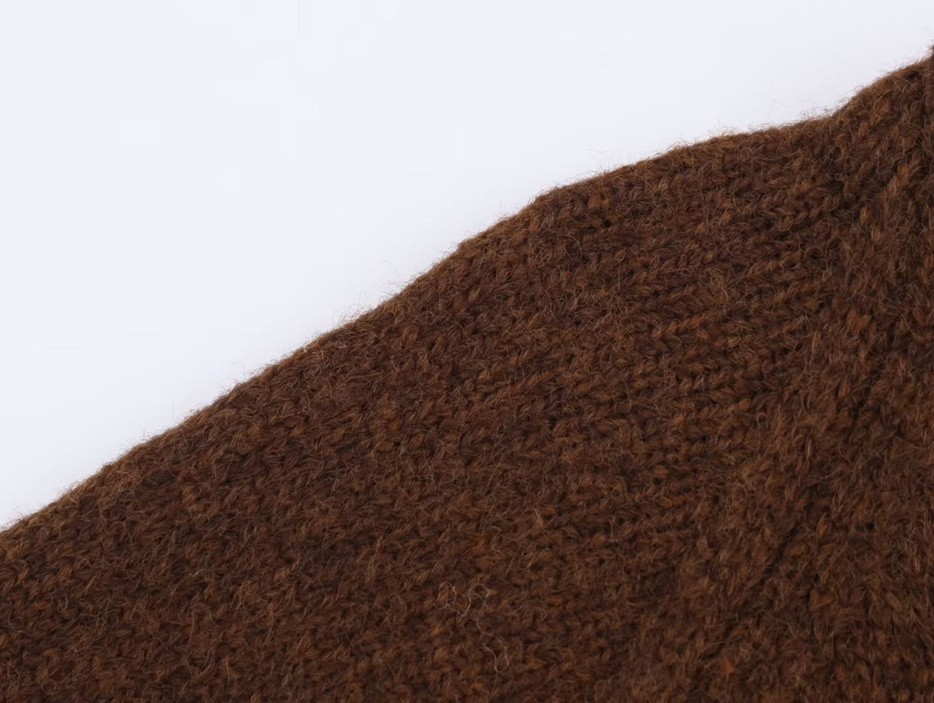 Advanced Retro Lazy V neck Sweater Coat Women Autumn Winter Loose Mid Length Soft Glutinous Knitted Cardigan Bella Mia