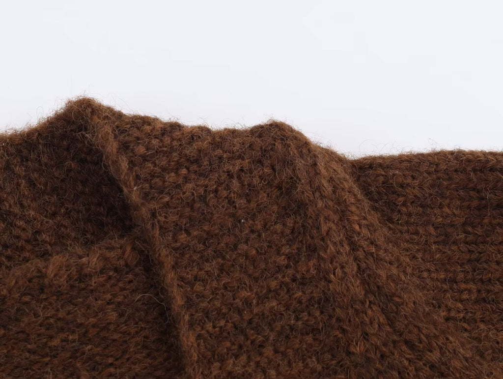 Advanced Retro Lazy V neck Sweater Coat Women Autumn Winter Loose Mid Length Soft Glutinous Knitted Cardigan Bella Mia