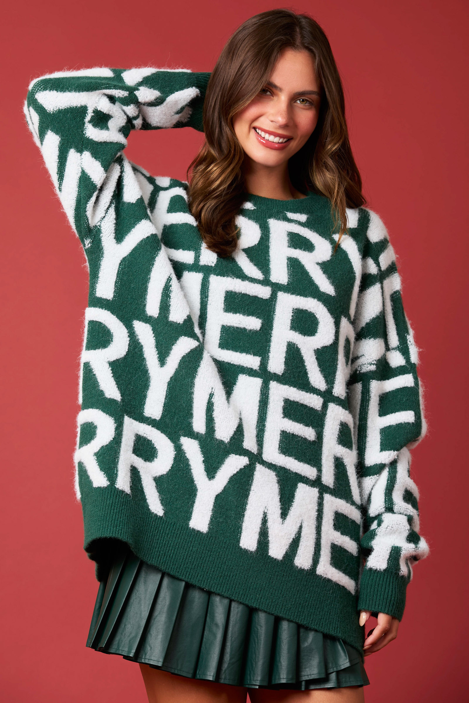 Autumn Winter Women Clothing Christmas Letter Graphic Loose Pullover Long Sleeved Top Bella Mia