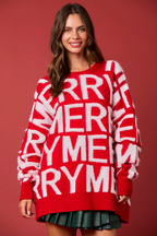 Autumn Winter Women Clothing Christmas Letter Graphic Loose Pullover Long Sleeved Top Bella Mia