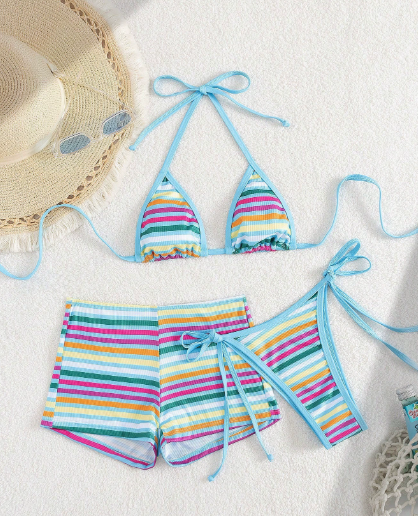 Thai Niche Sexy Sexy Retro Striped Swimsuit Women Split Sexy Spring Bikini
